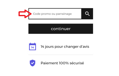 Ecran de saisie code parrainage RED by SFR