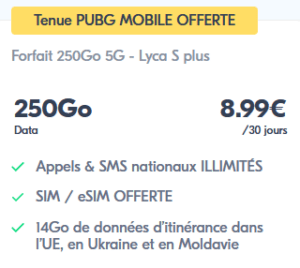 Forfait Lyca Mobile 250Go - 8.99€ (30 jours)