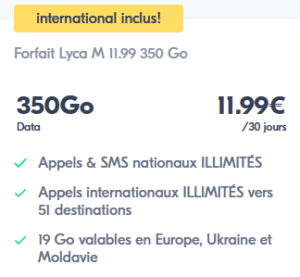 Forfait Lyca Mobile 350Go - 11.99€ (30 jours)